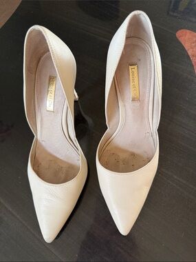 Louise et Cie Hermosah Ivory Pointed-Toe Leather High Heel Pumps Sz. 7